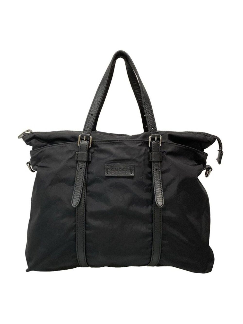 Gucci Handbag GG Pattern Black Leather